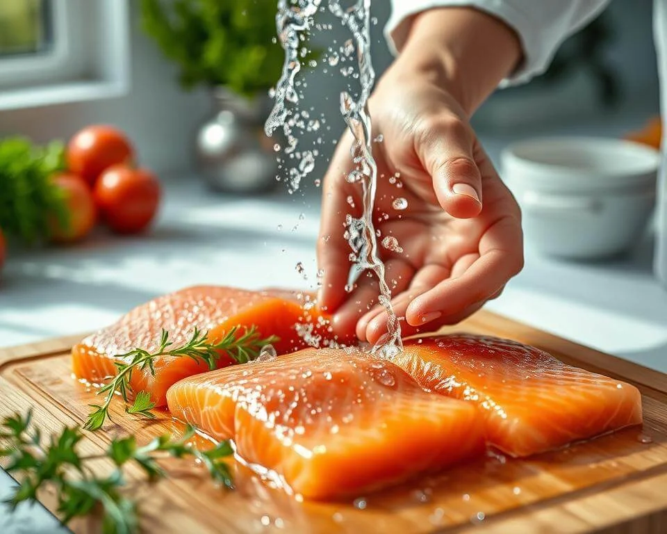 Rinsing and Drying the Cured Salmon