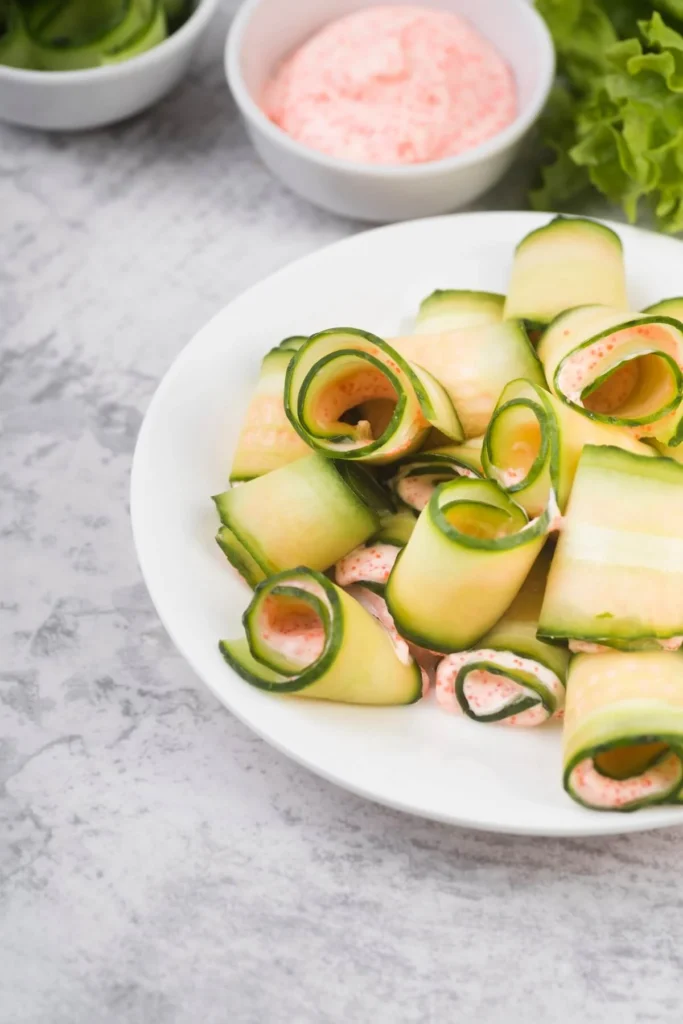 Serving Suggestions for Smoked Salmon Roulade on Cucumber